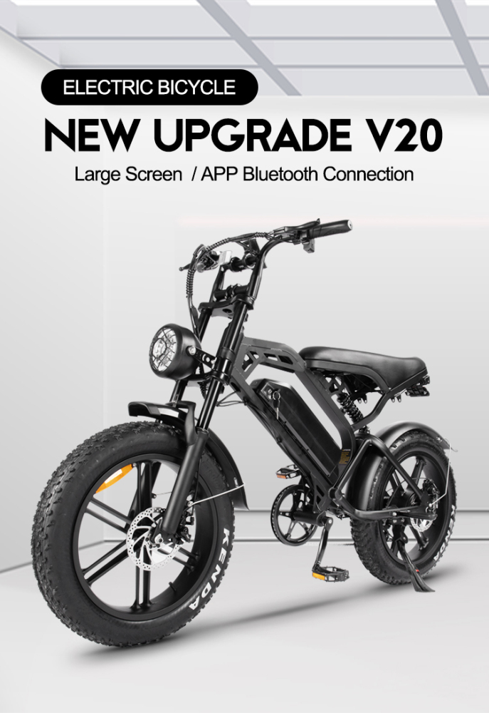 V20 Electric Bike 500W Motor, 20'' Fat Tire Ebikes 48V 15AH, 7-Speed Double Suspension & Hydraulic Brakes Electric Bicycle