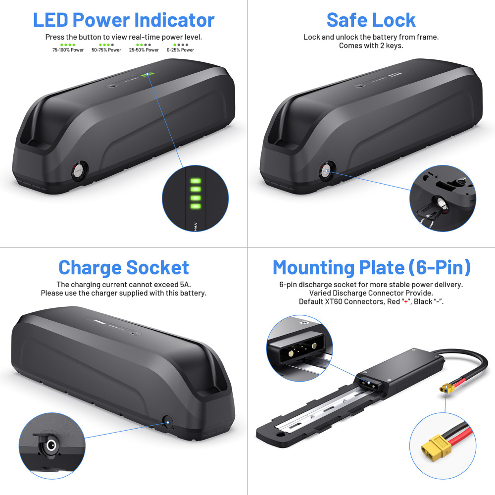 Ebike Battery S220 36V 48V 15.6Ah 20.8AH BMS30A LG5000 Cells 6 Pin Ebike Battery For 350W 500W 750W 1000W Motor 【EU Stock】