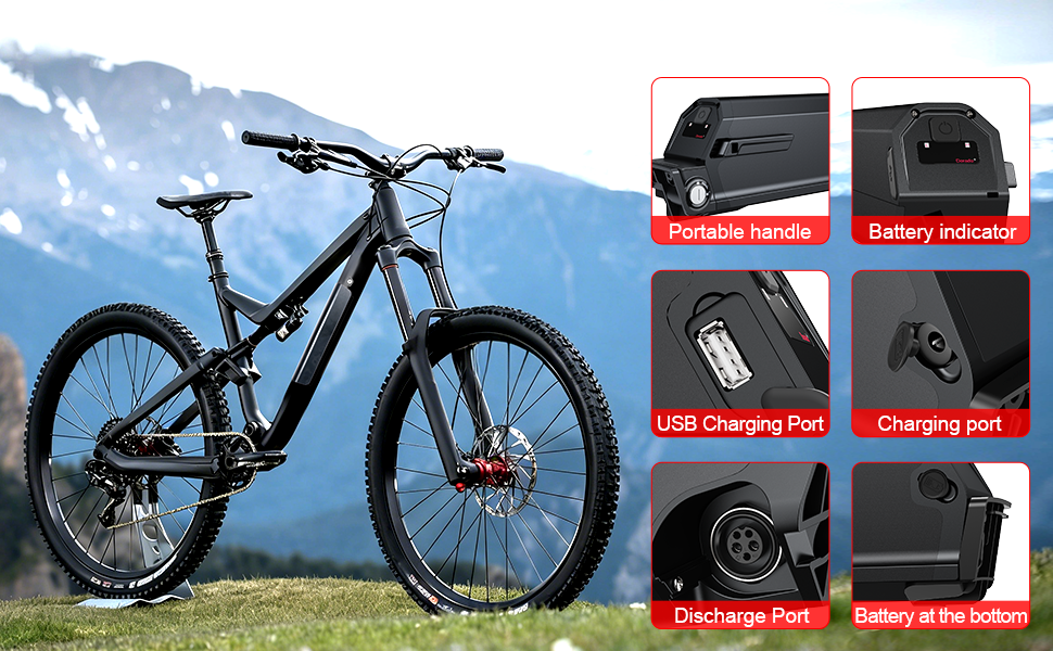 R009 48V 13AH Dorado Bicycle lithium battery 18650 2500mAh Cells for 0-1000w motor with 2A charger/EU stock