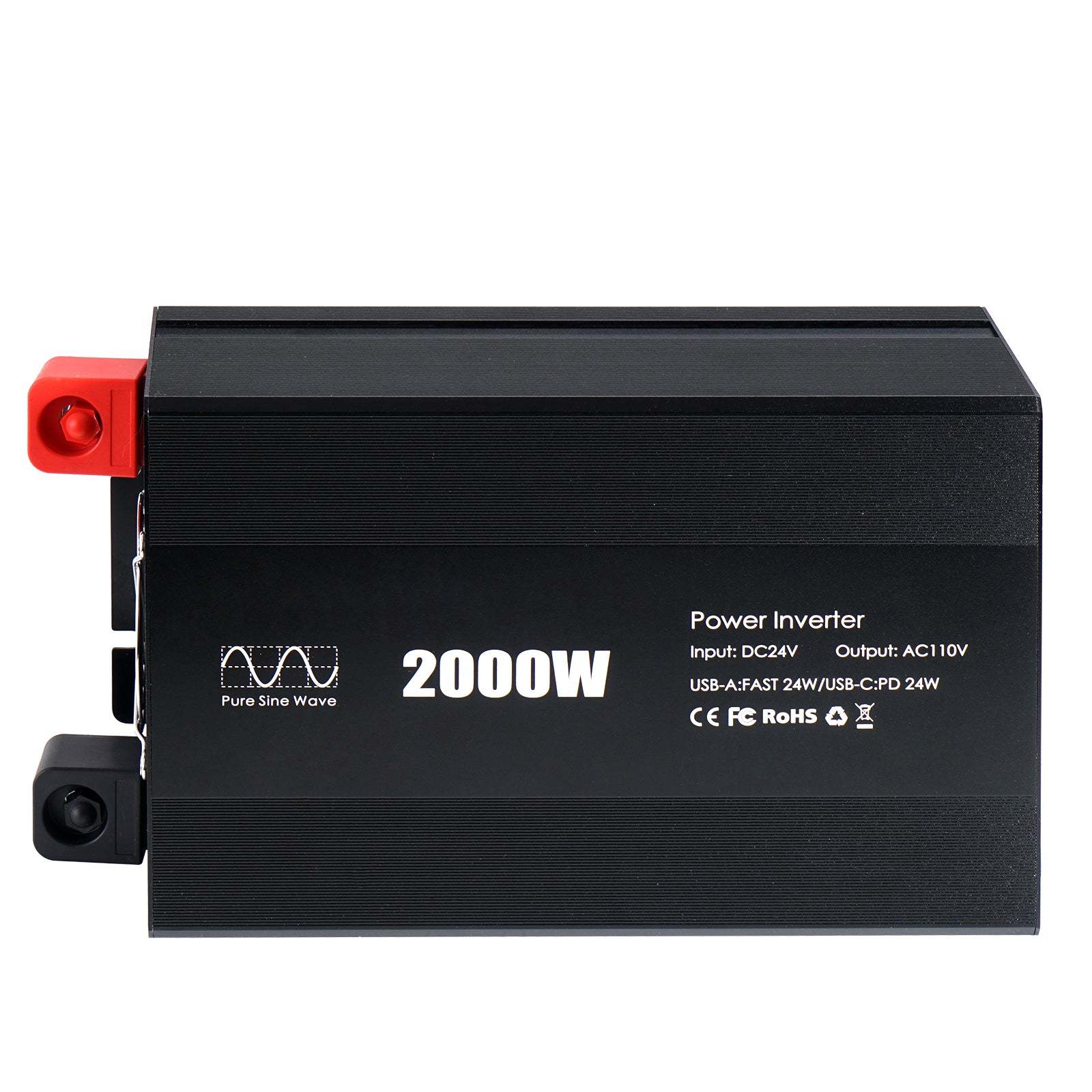 Pure sine Inverter 2000w,24v DC to 110v Power Inverters for 2000 watt with Dual AC Outlets 3.0A USB and Type-C【US stock】 Inverter 2000w,24v DC to 110v