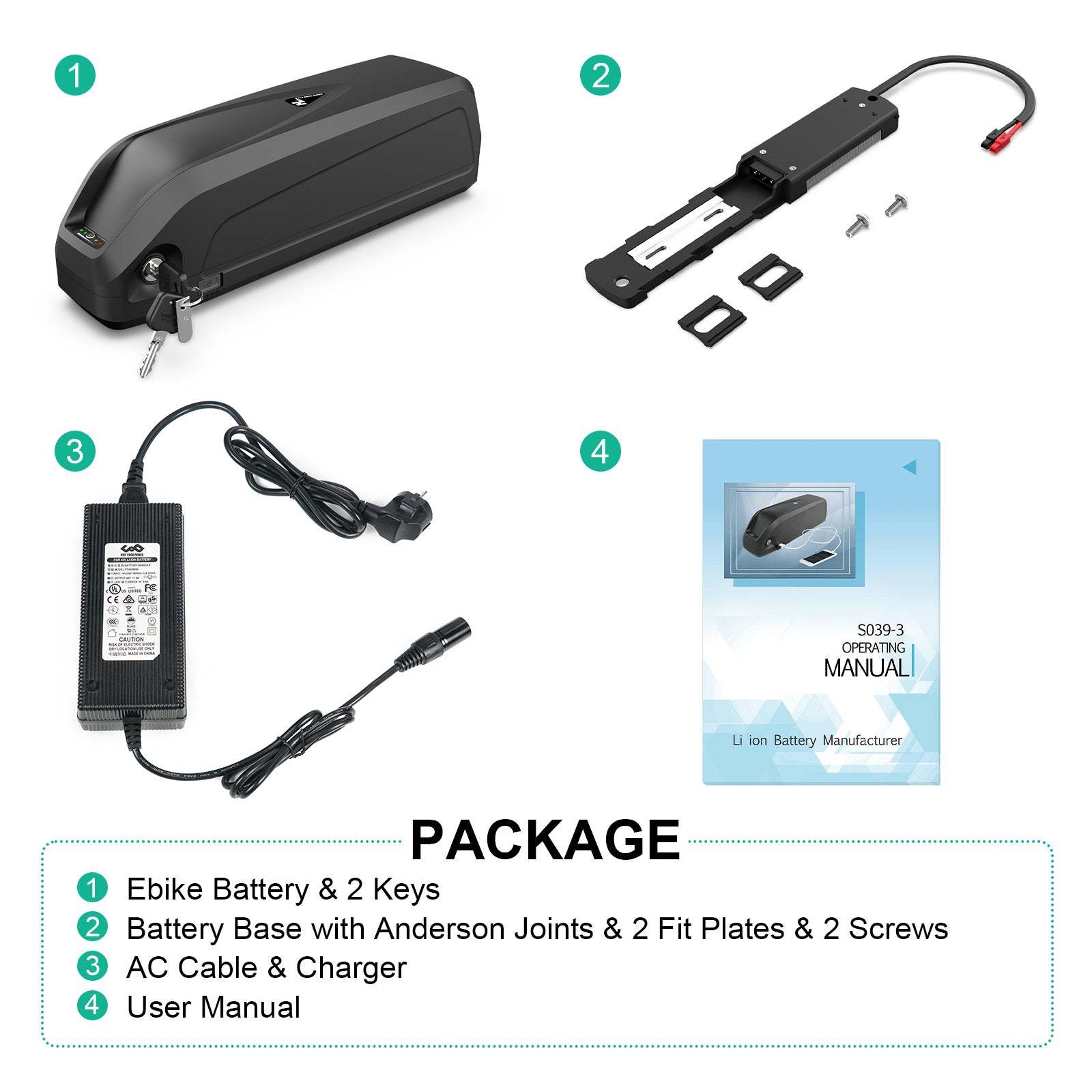Hailong G80 EBike Battery 48V 20AH Li-ion EBike Battery 5PIN With UL Fit For 500W 750W 1000W 1500W Motor【USA Stock】