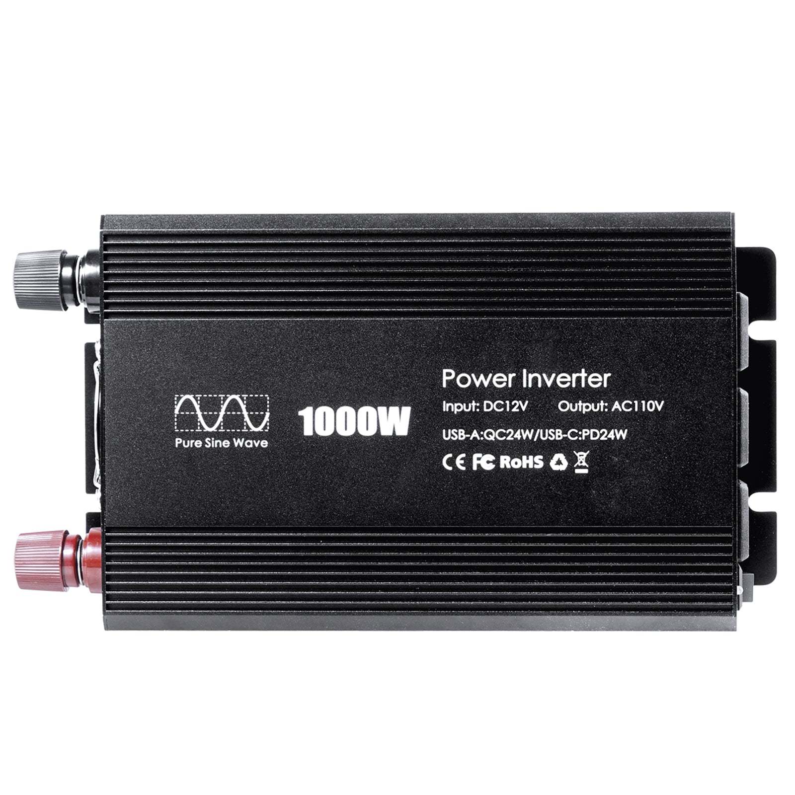 Pure sine Inverter 1000w,12v DC to 110v Power Inverters for 1000 watt with Dual AC Outlets 3.0A USB and Type-C【US stock】
