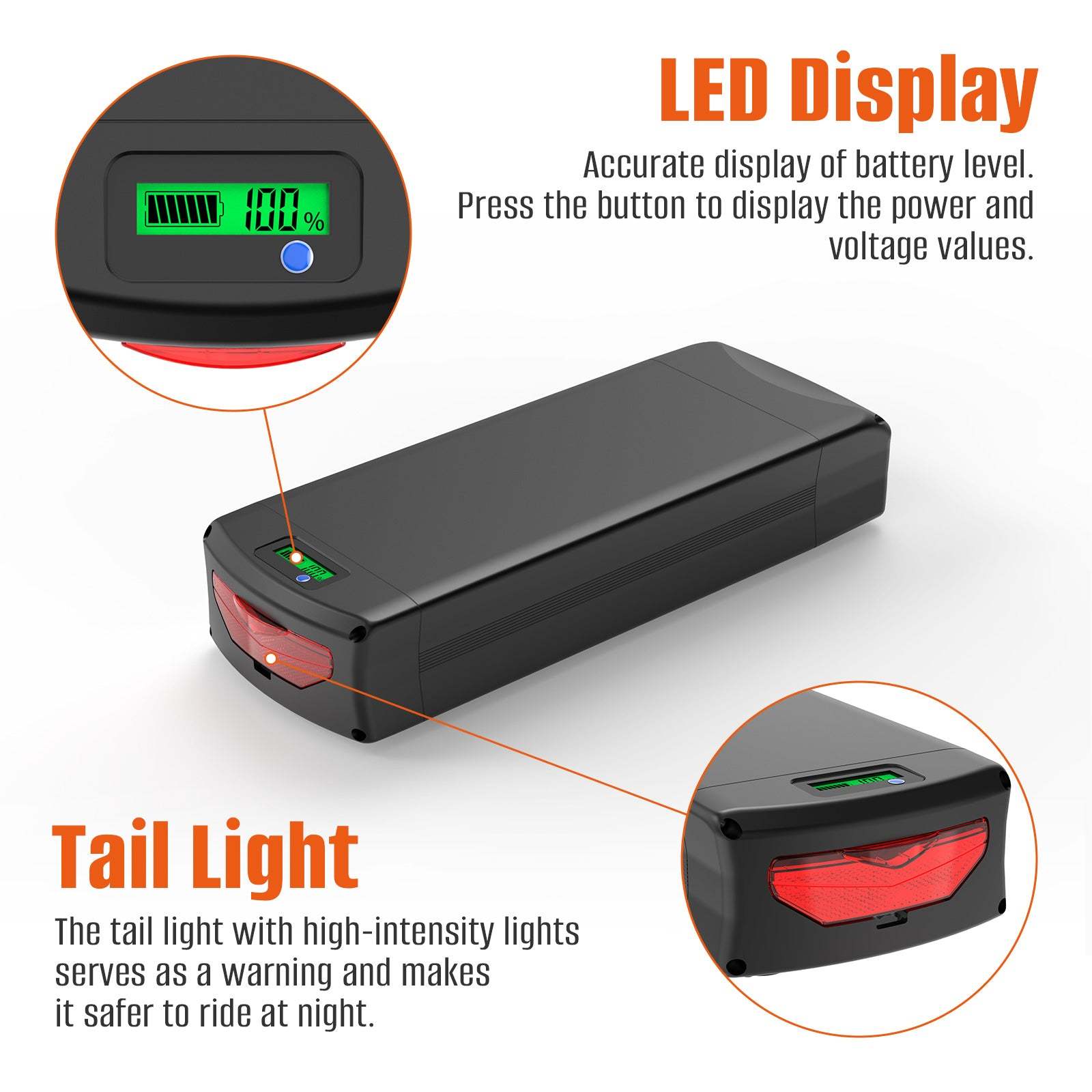 U010-1 48V 52V 30AH LG5000 li-on cells Rear Rack Ebike battery for 750W 1000W 1500W 2000W motor with 4A charger【UK Stock】
