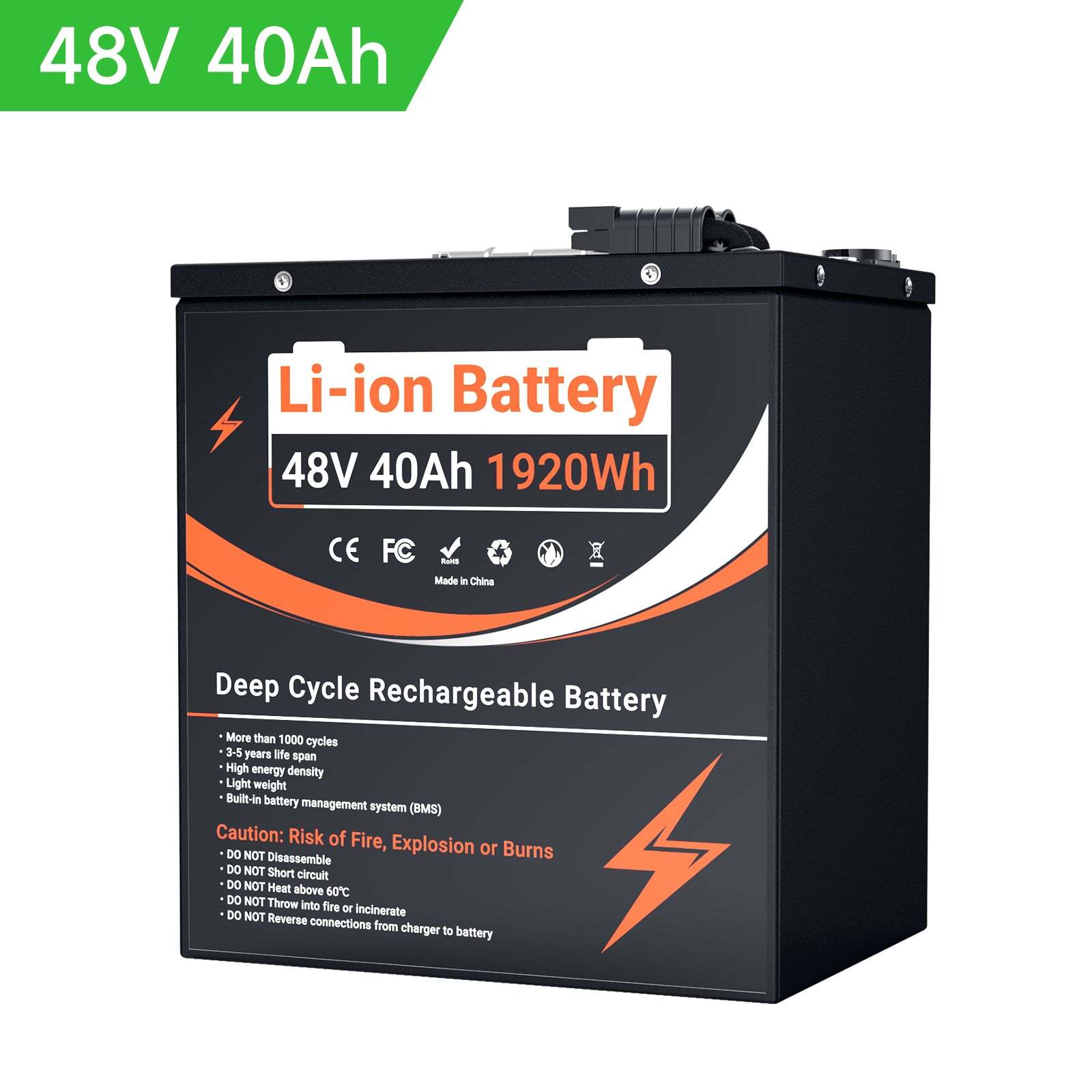 U003 48v 40Ah BMS50A 13S1P Li ion Battery Pack (Without Charger) Fit For 0-1800W Bicycles & motorcycles & tricycles Motor /UK STOCK/Fast delivery