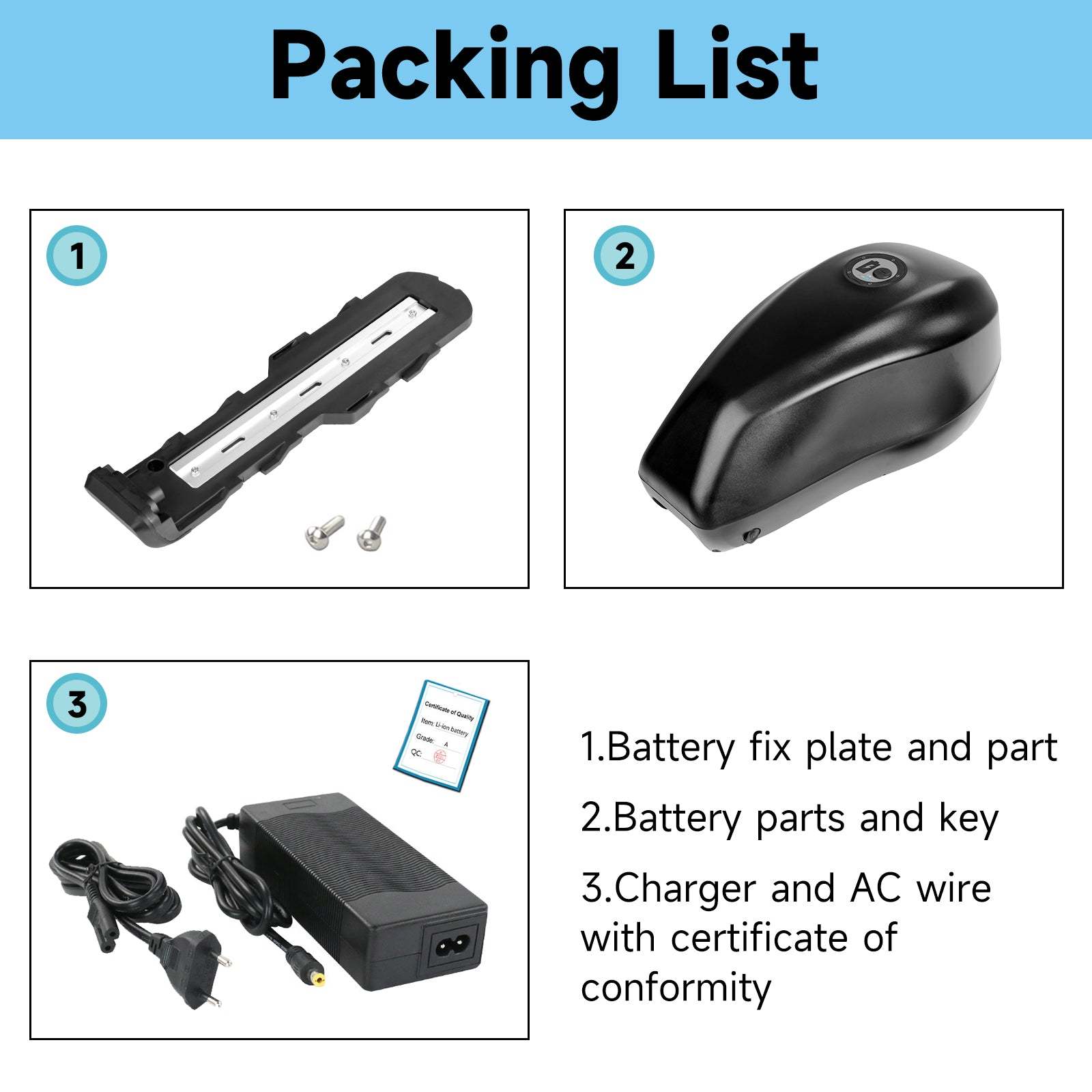 48V 35AH Super Capacity Rechargeable Li-ion Ebike Battery LG 5000mAh cells with 3A charger for 0-1800Wmotor【EU Stock