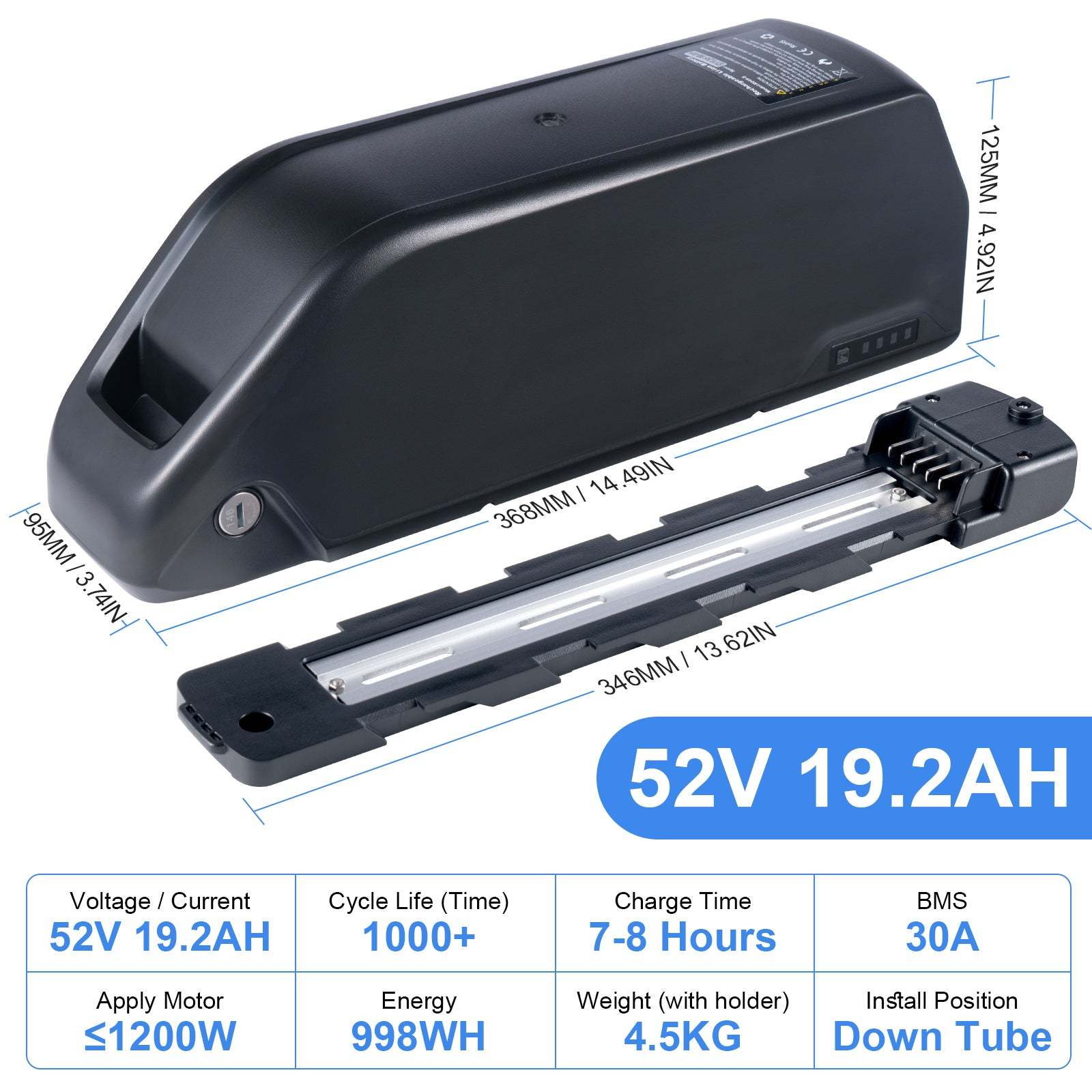 Polly Jumbo Shark R049-8 36V 52V 20Ah 25Ah Large capacity  Electric Bike Battery for 250W 500W 1000W 1500W Motor【EU STOCK】