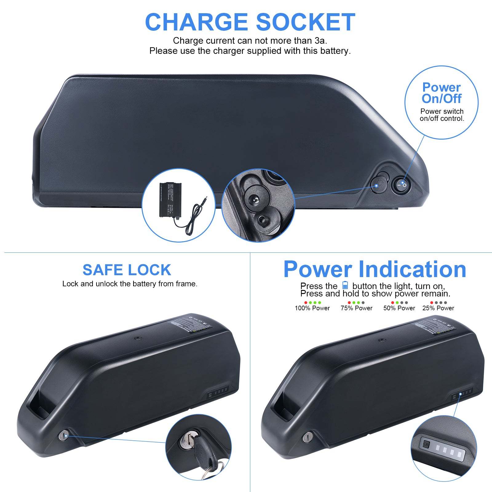 Polly Jumbo Shark R049-8 36V 52V 20Ah 25Ah Large capacity  Electric Bike Battery for 250W 500W 1000W 1500W Motor【EU STOCK】