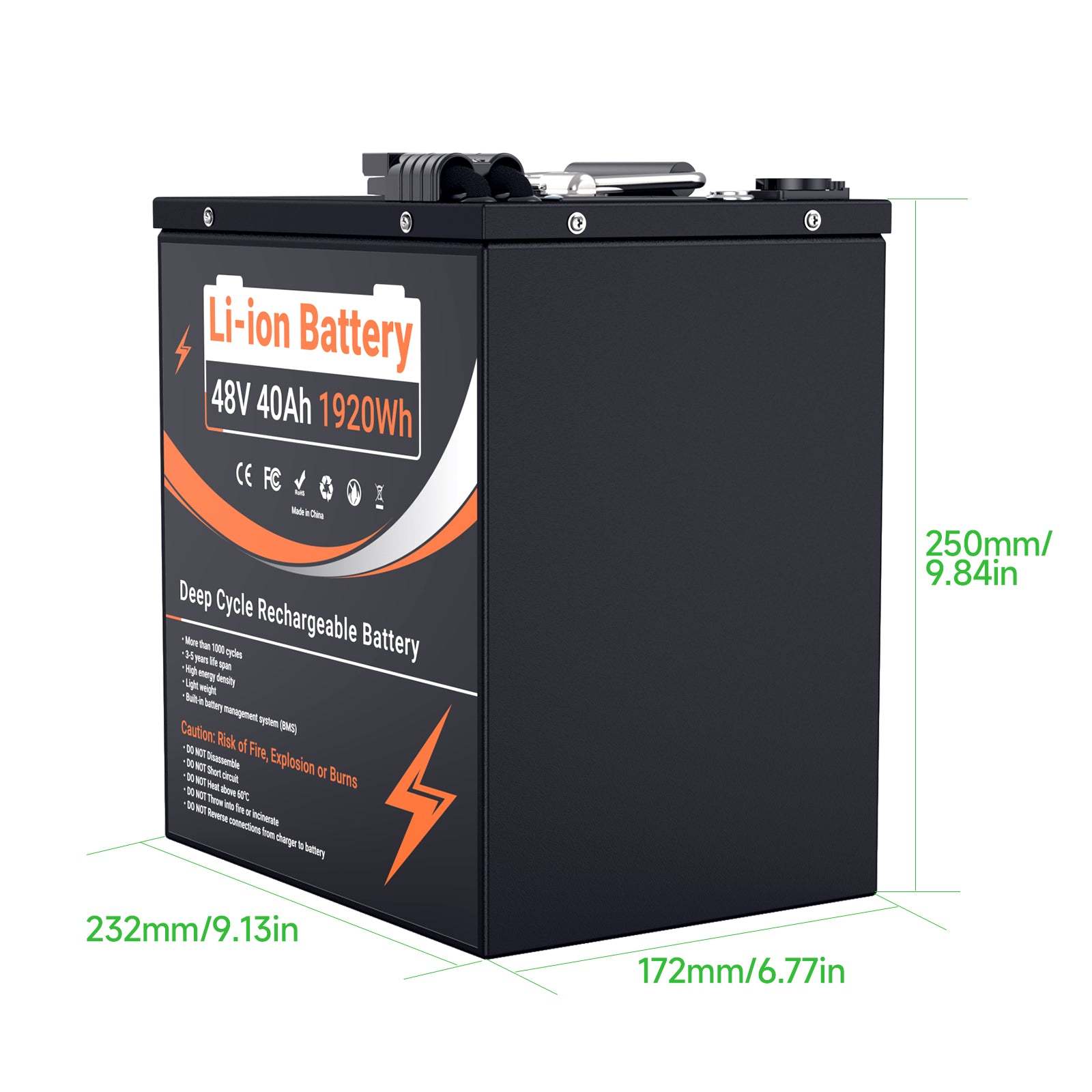 U003 48v 40Ah BMS50A 13S1P Li ion Battery Pack (Without Charger) Fit For 0-1800W Bicycles & motorcycles & tricycles Motor /UK STOCK/Fast delivery