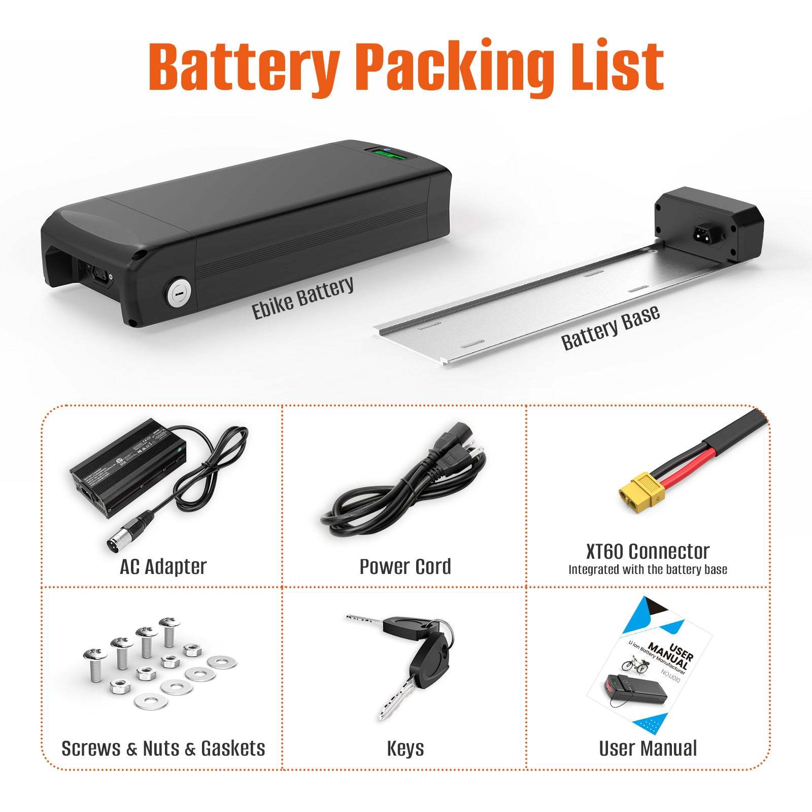 U010-1 48V 52V 30AH LG5000 li-on cells Rear Rack Ebike battery for 750W 1000W 1500W 2000W motor with 4A charger【UK Stock】