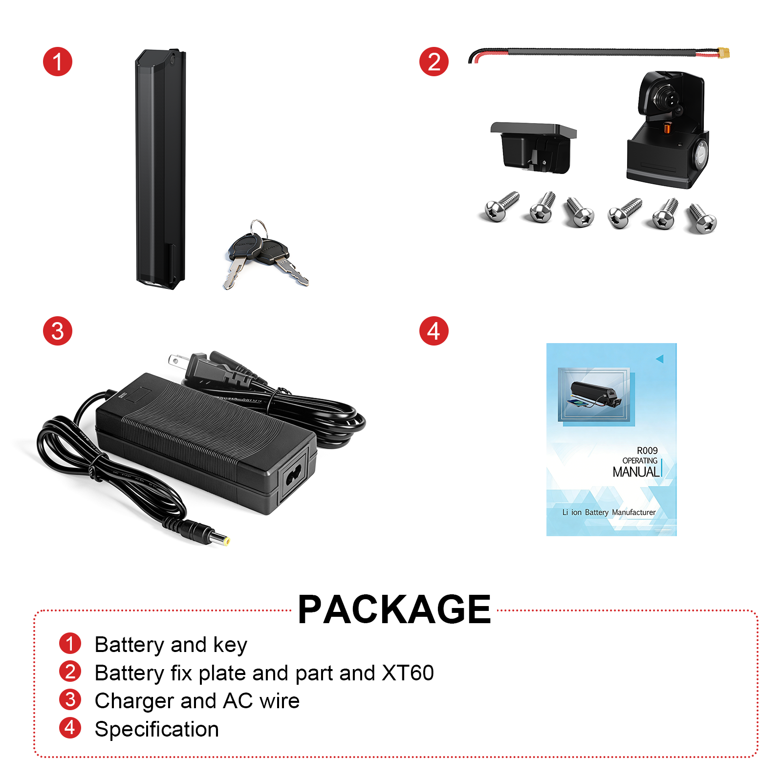 R009 48V 13AH Dorado Bicycle lithium battery 18650 2500mAh Cells for 0-1000w motor with 2A charger/EU stock