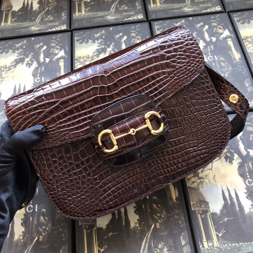 Gucci crocodile print saddlebag boutique
