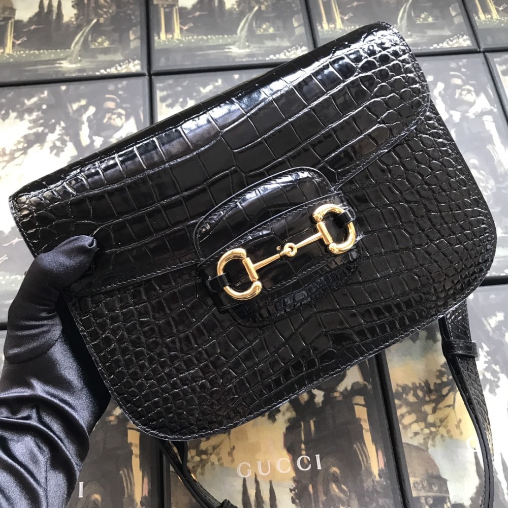Gucci crocodile print saddlebag boutique