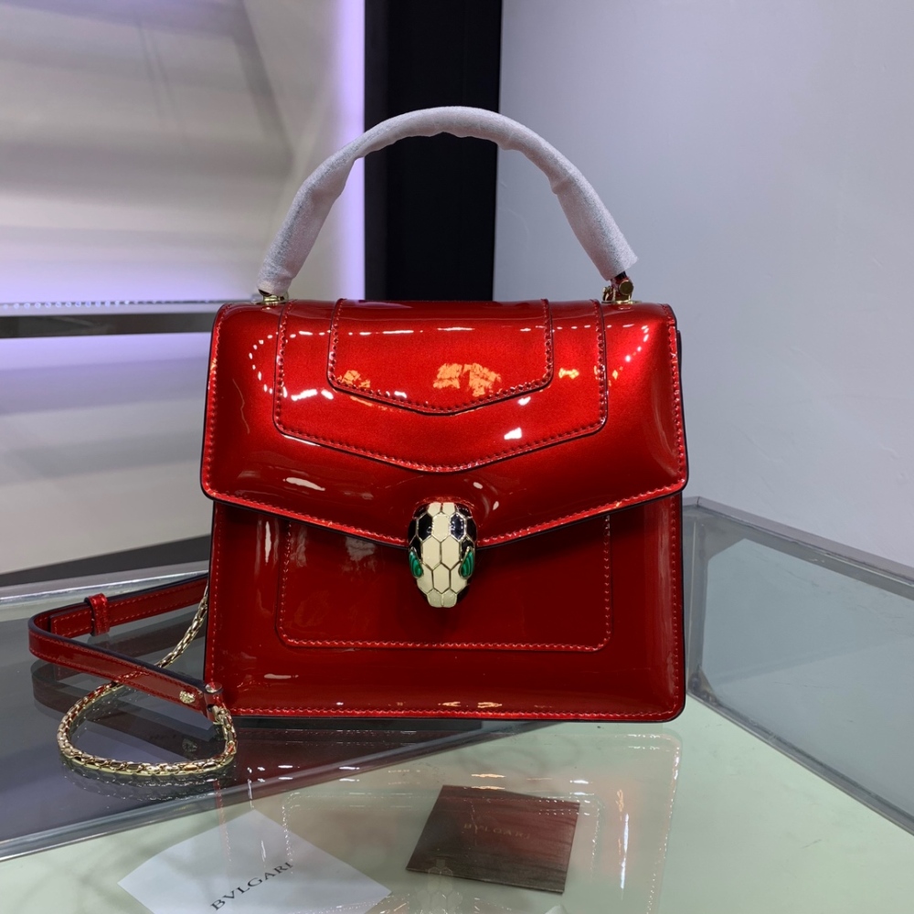 Bulgari patent leather triple snake head bag boutique