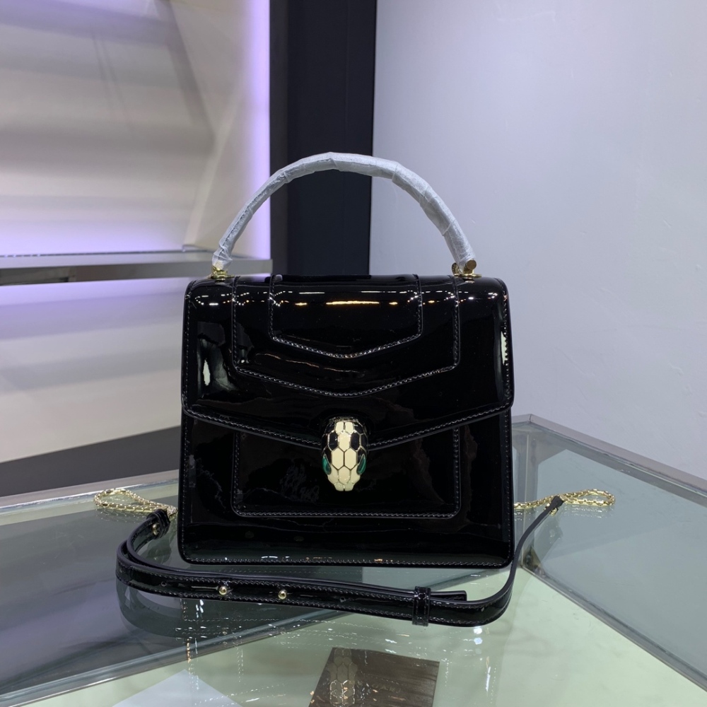 Bulgari patent leather triple snake head bag boutique