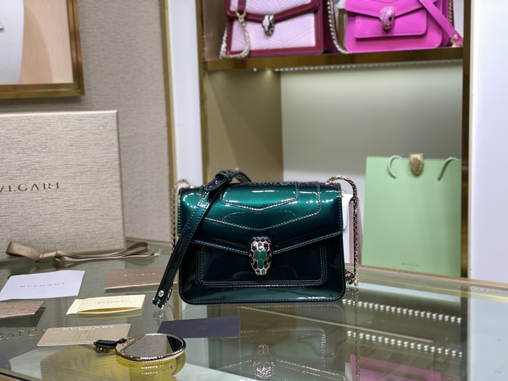 Bulgari forever patent leather snake head bag boutique