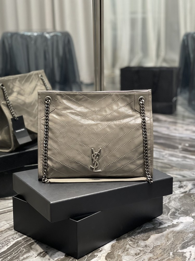 Saint Laurent oil wax leather shopping bag boutique