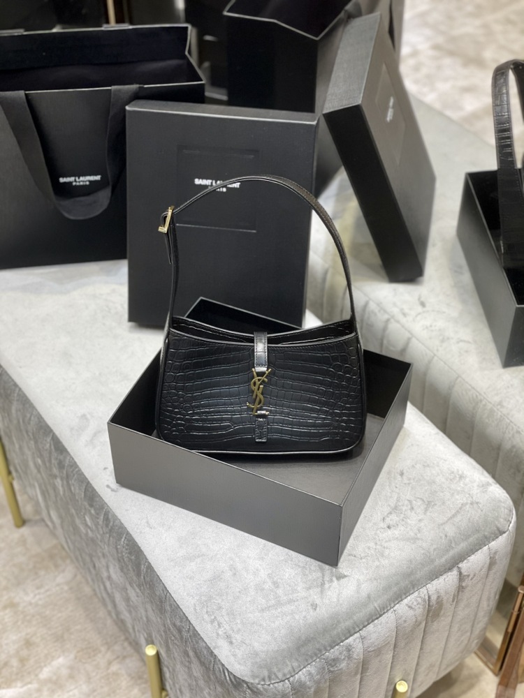 YSL crocodile print leather underarm bag boutique
