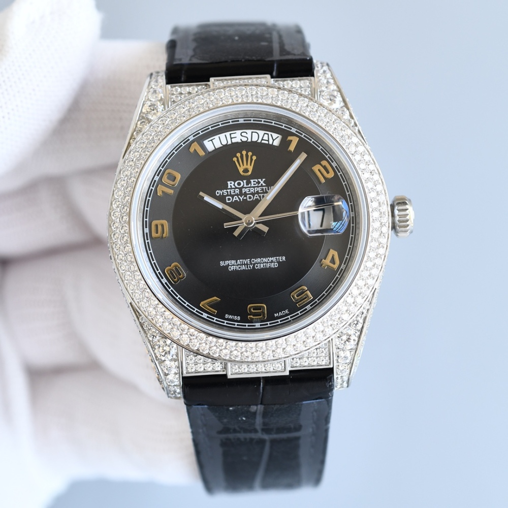 ROLEX Datejust Gypsophila Alligator Leather Watches 40MM