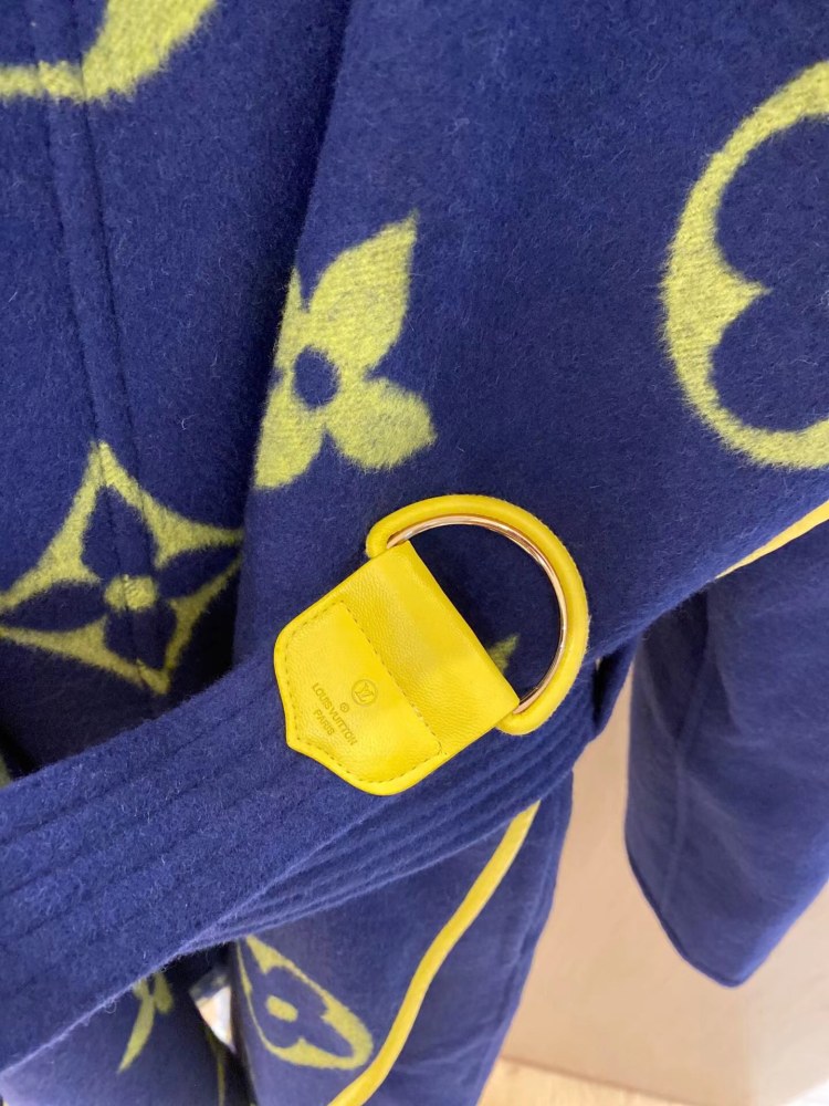 Louis Vuitton long floret hooded cashmere coat