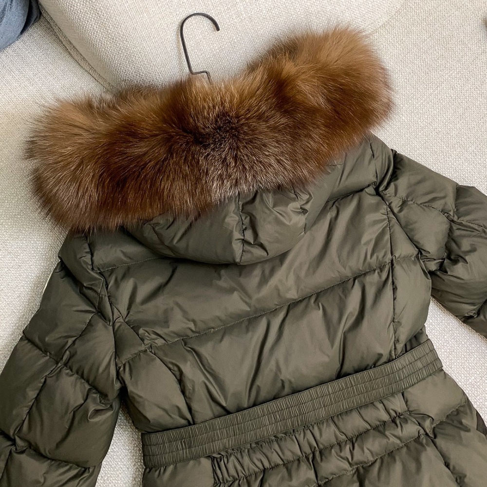 Moncler Women's Waist-Up Fur Collar Down Jacket Ships
