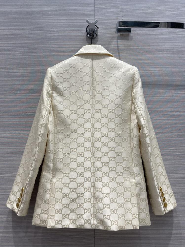 Gucci exquisite and capable ivory white jacquard GG small suit