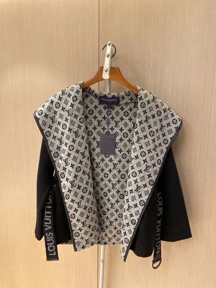 Louis Vuitton Cropped Floral Hooded Cashmere Coat