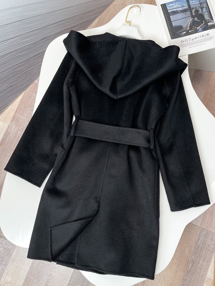 Maxmara Classic Hooded Cropped Water Ripple Coat