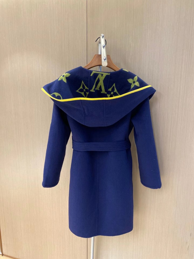 Louis Vuitton long floret hooded cashmere coat