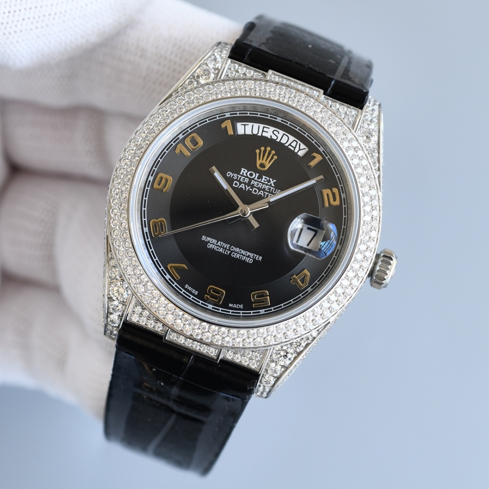 ROLEX Datejust Gypsophila Alligator Leather Watches 40MM