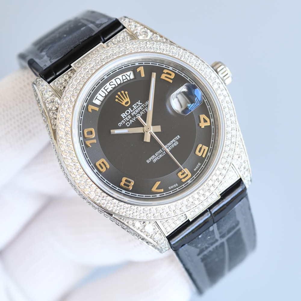 ROLEX Datejust Gypsophila Alligator Leather Watches 40MM