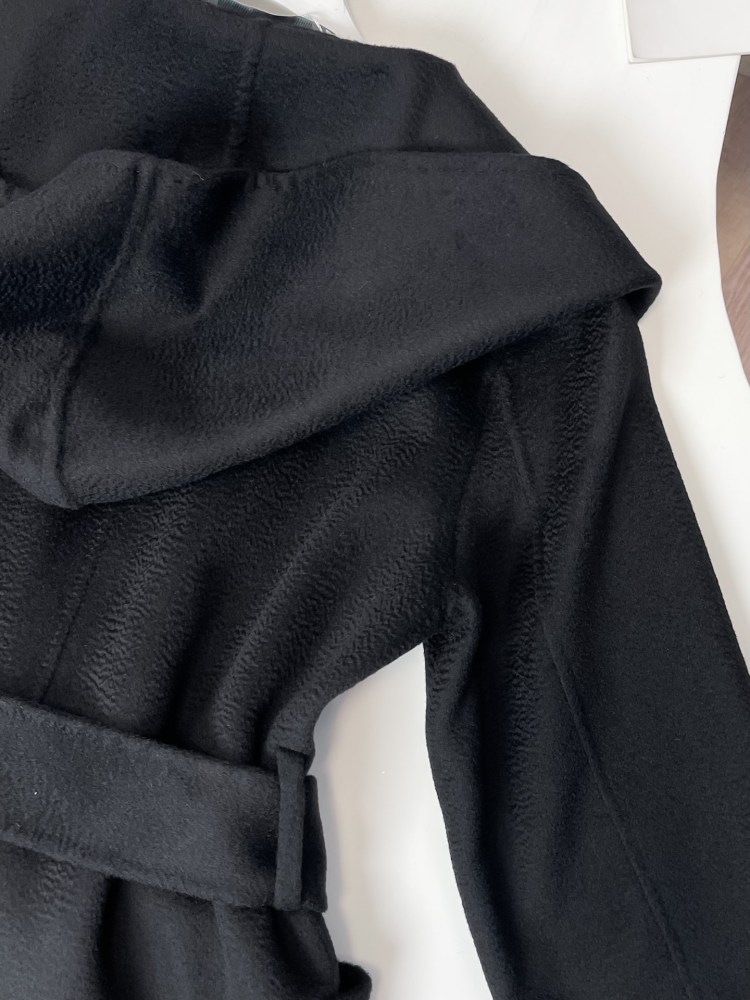 Maxmara Classic Hooded Cropped Water Ripple Coat