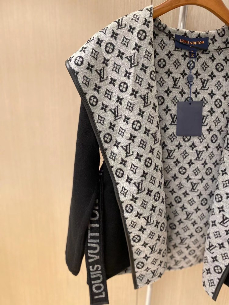 Louis Vuitton Cropped Floral Hooded Cashmere Coat