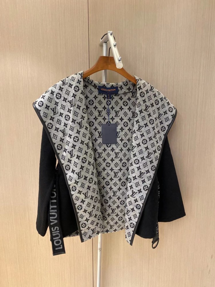 Louis Vuitton Cropped Floral Hooded Cashmere Coat