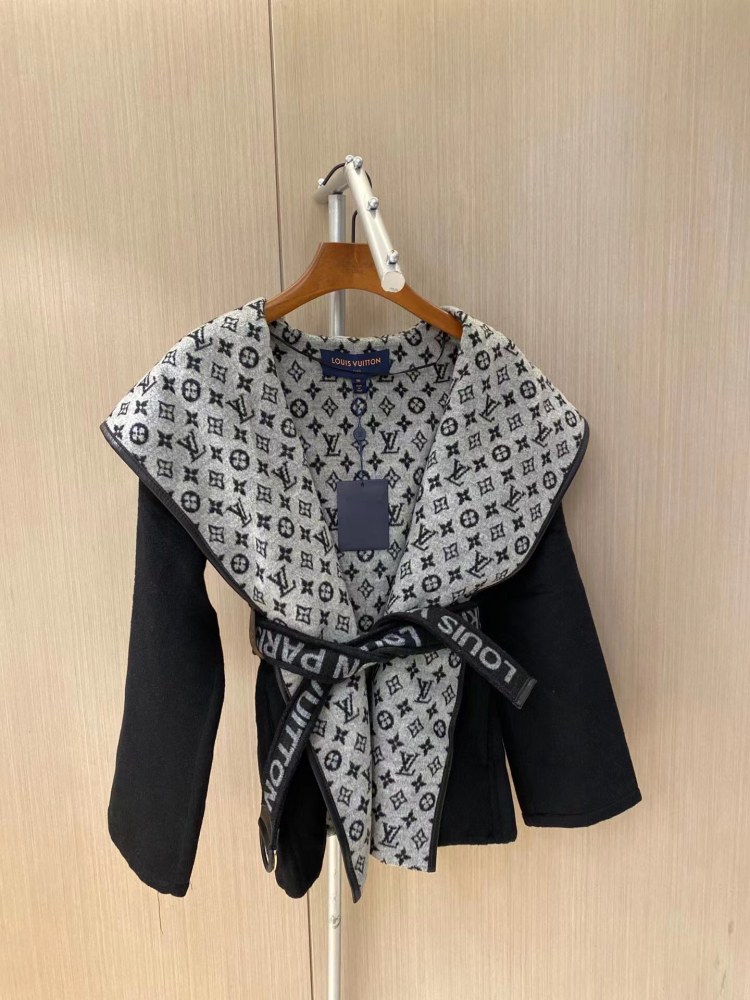 Louis Vuitton Cropped Floral Hooded Cashmere Coat