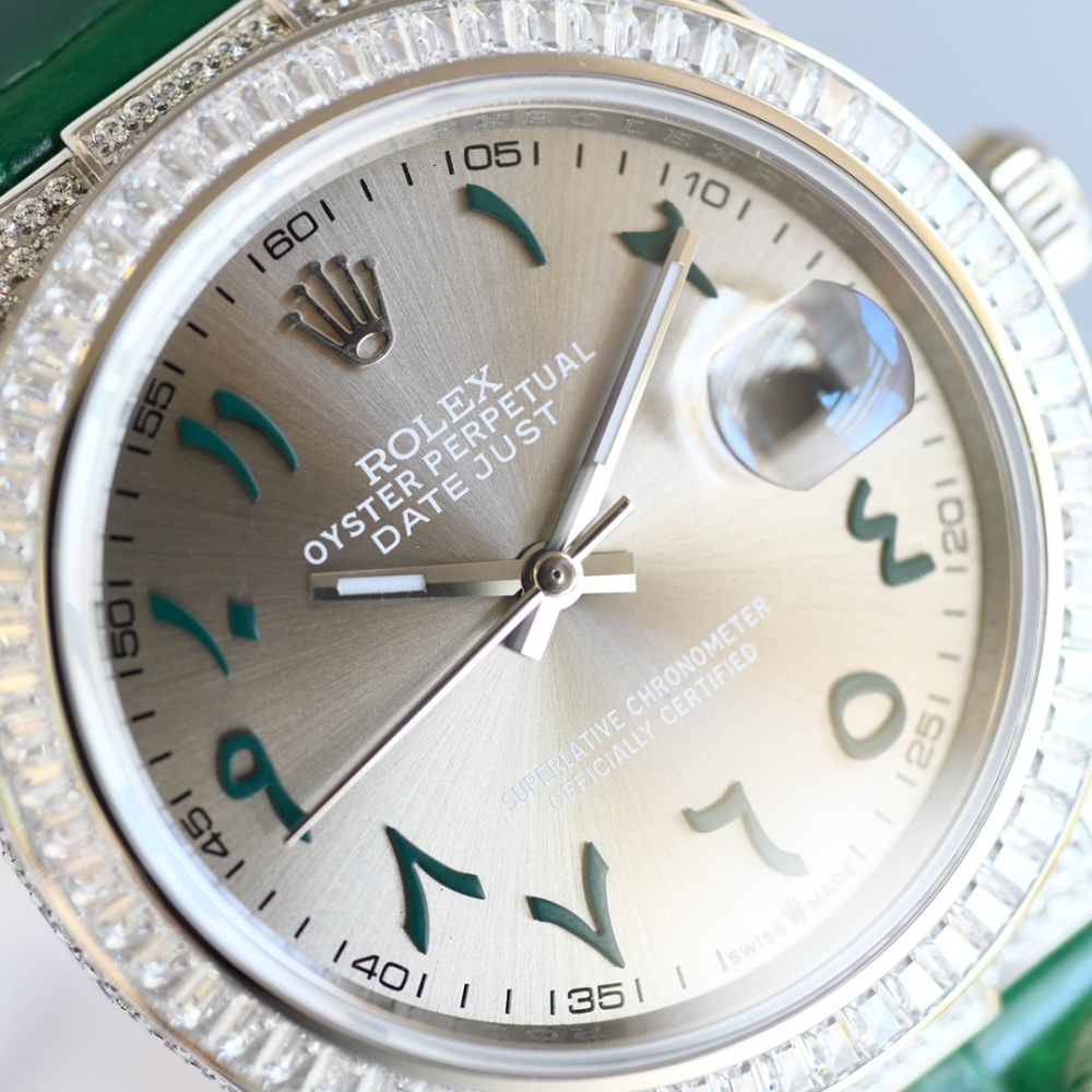 ROLEX Datejust Gypsophila Alligator Leather Watches 40MM