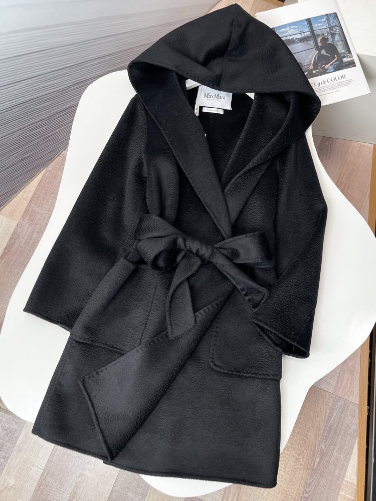 Maxmara Classic Hooded Cropped Water Ripple Coat