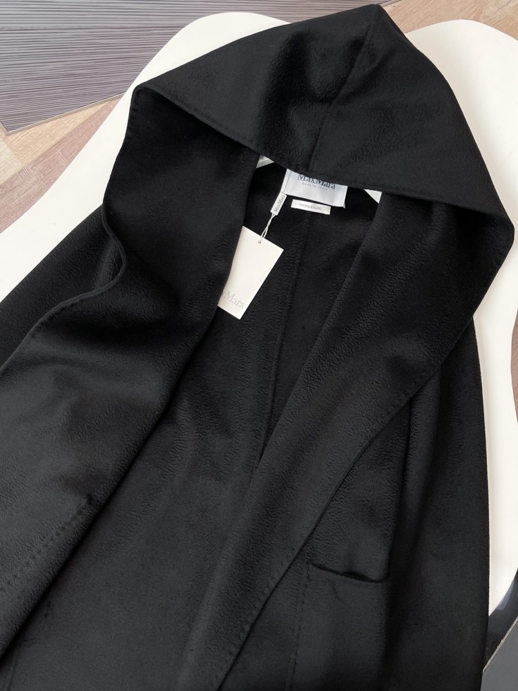 Maxmara Classic Hooded Cropped Water Ripple Coat