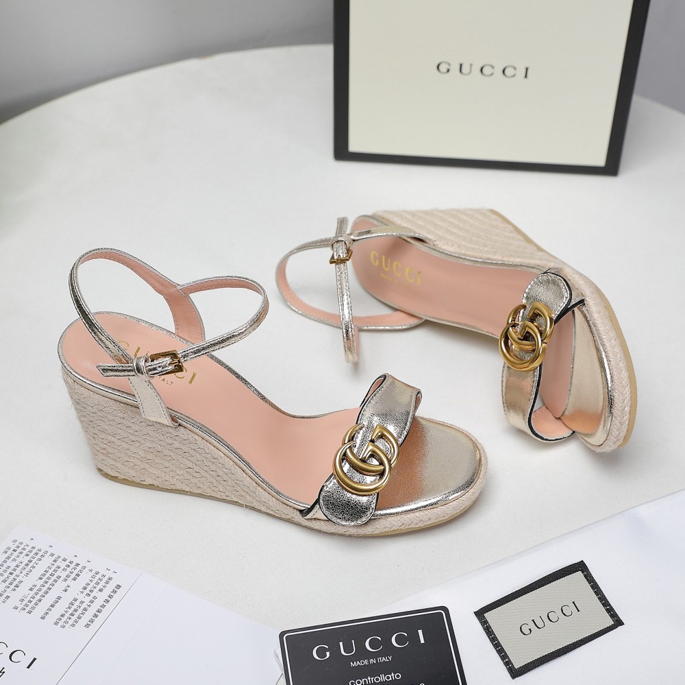 GUCCI wedge platform sandals 8cm heel