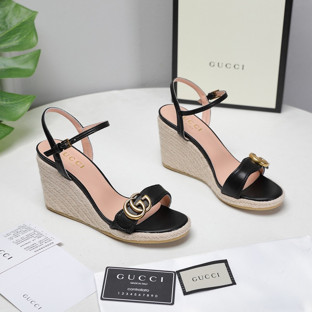 GUCCI wedge platform sandals 8cm heel