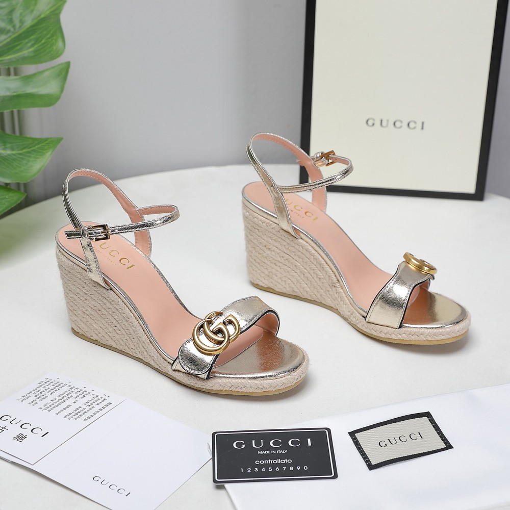GUCCI wedge platform sandals 8cm heel