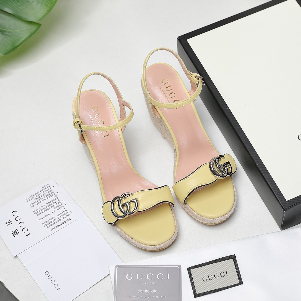 GUCCI wedge platform sandals 8cm heel