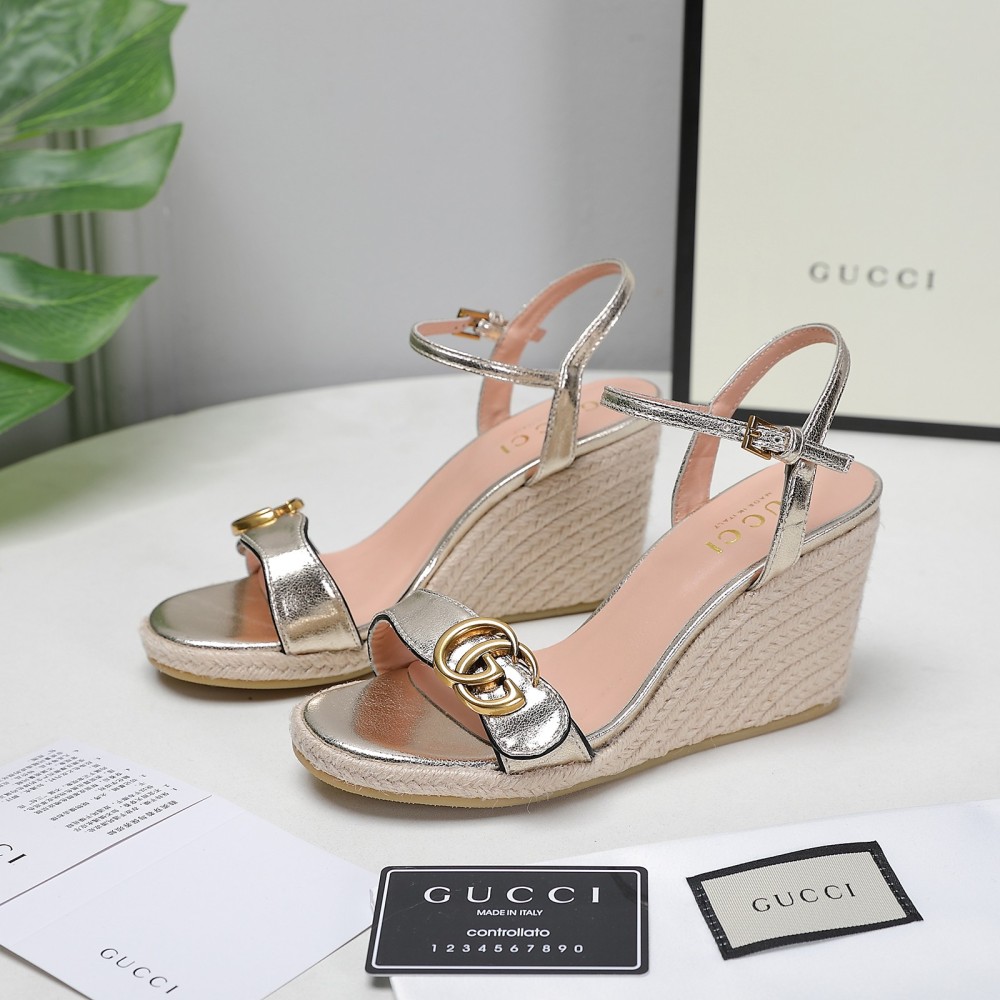 GUCCI wedge platform sandals 8cm heel
