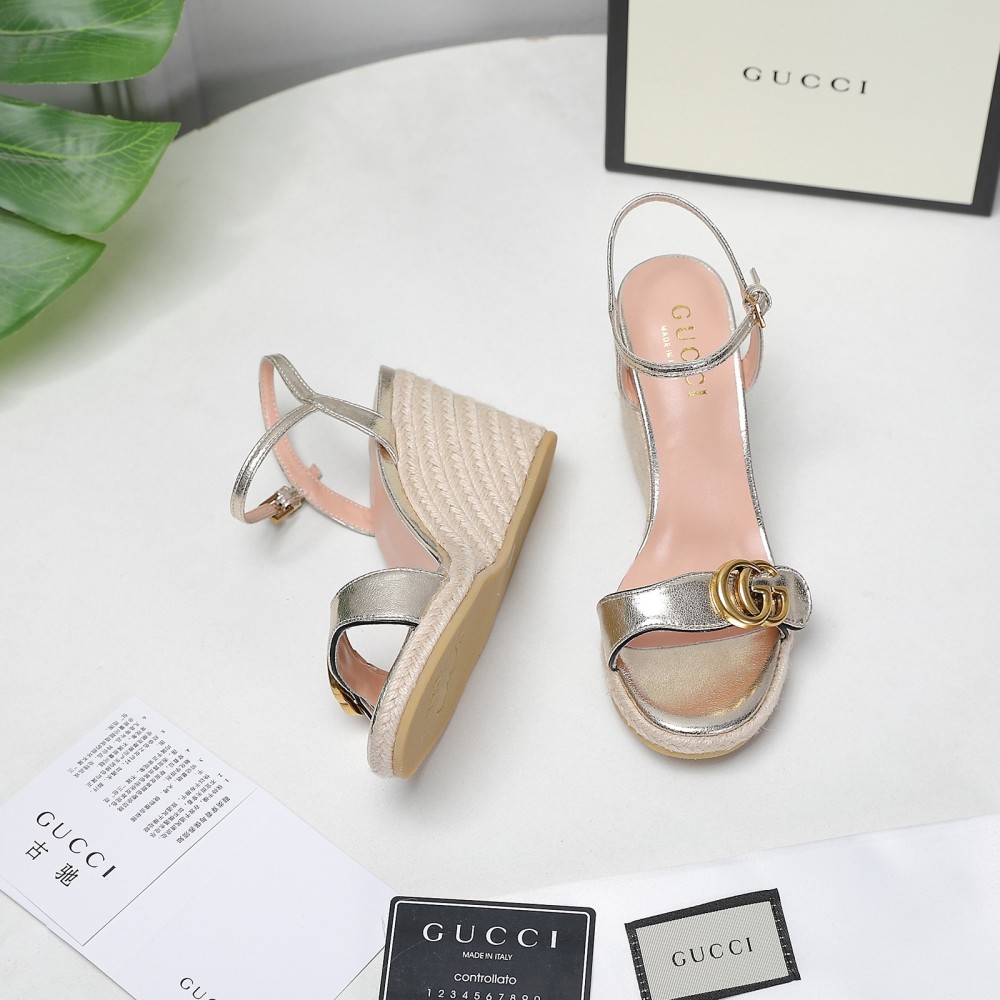 GUCCI wedge platform sandals 8cm heel