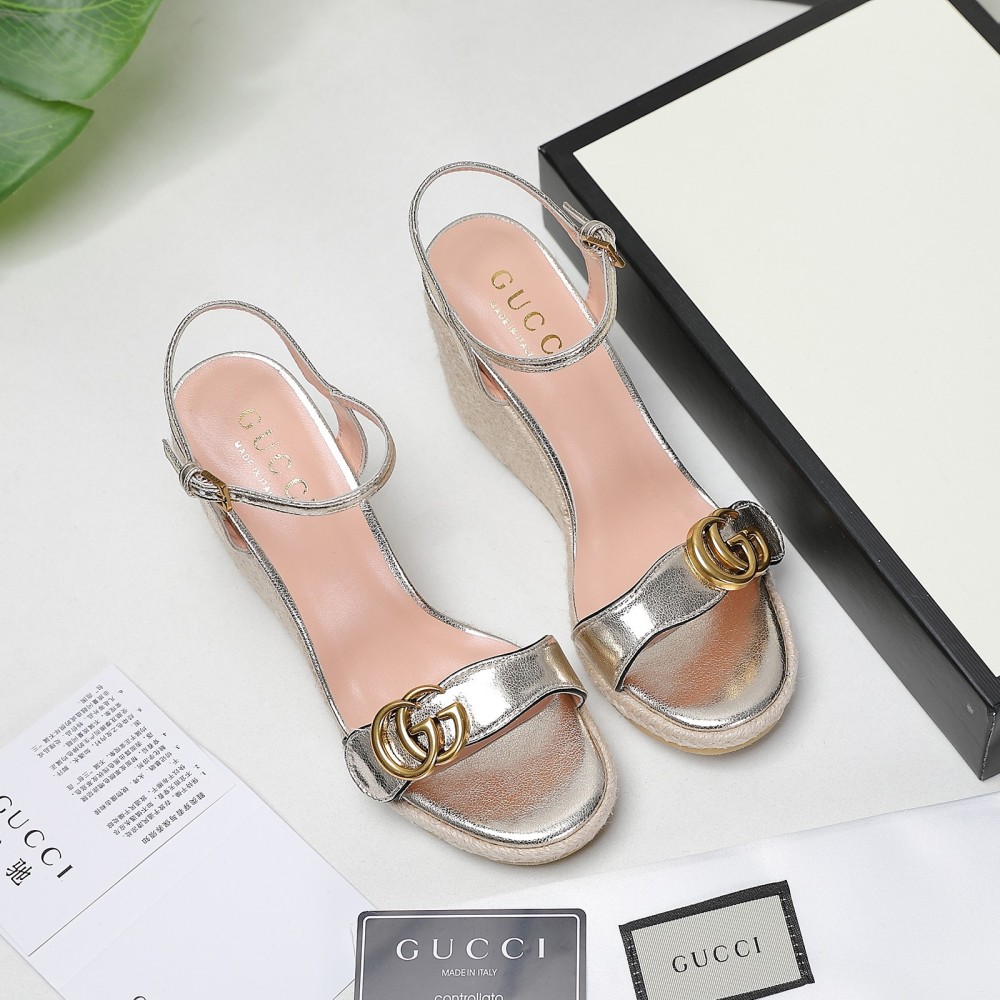 GUCCI wedge platform sandals 8cm heel