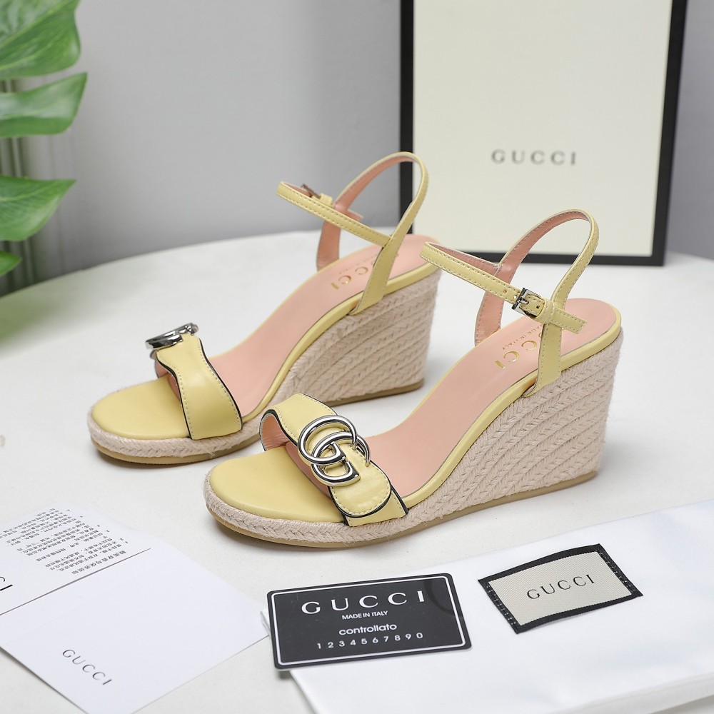 GUCCI wedge platform sandals 8cm heel