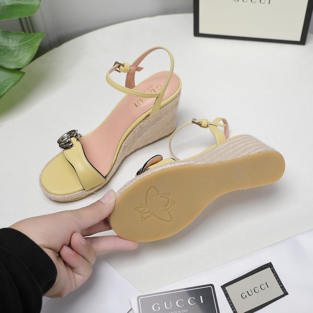 GUCCI wedge platform sandals 8cm heel