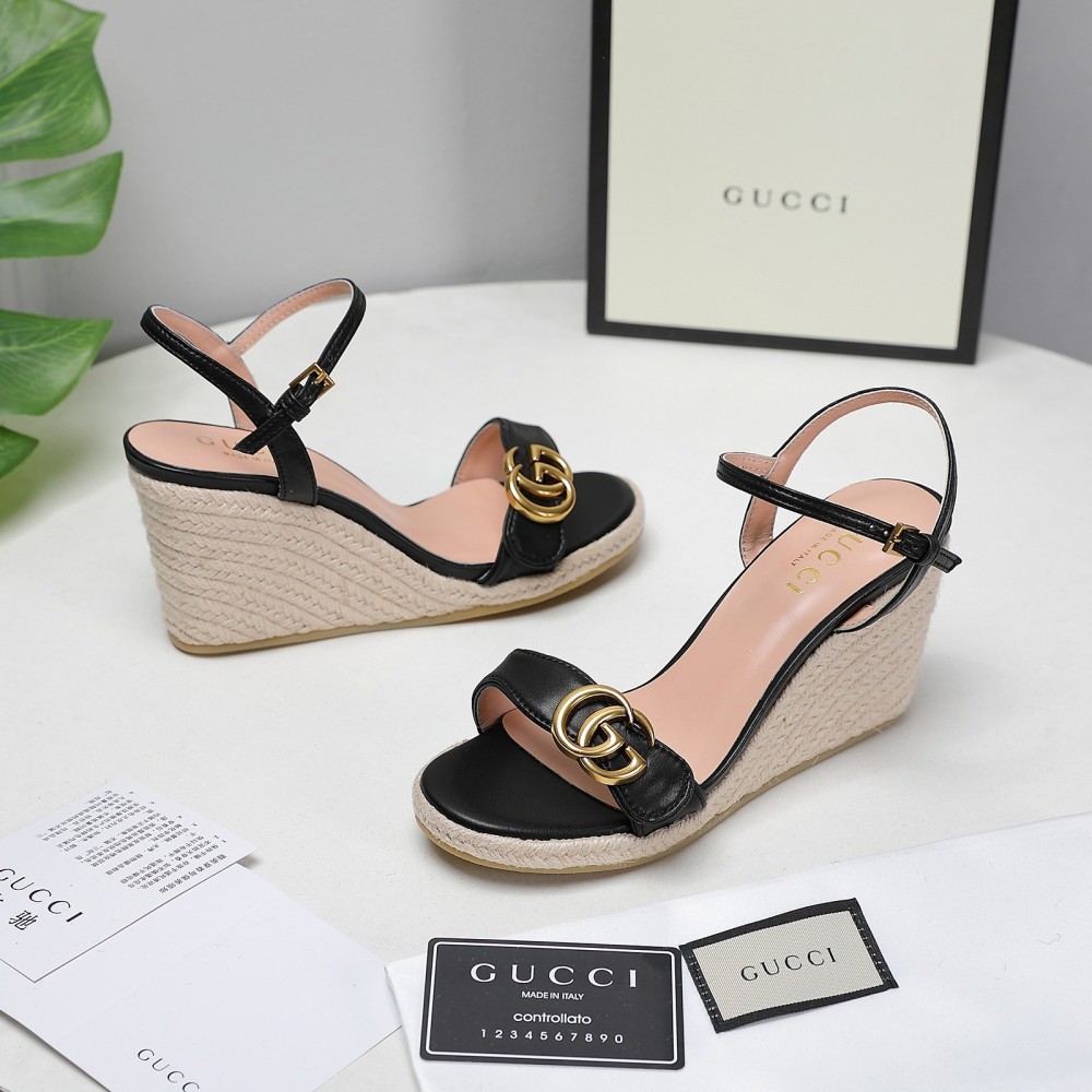 GUCCI wedge platform sandals 8cm heel