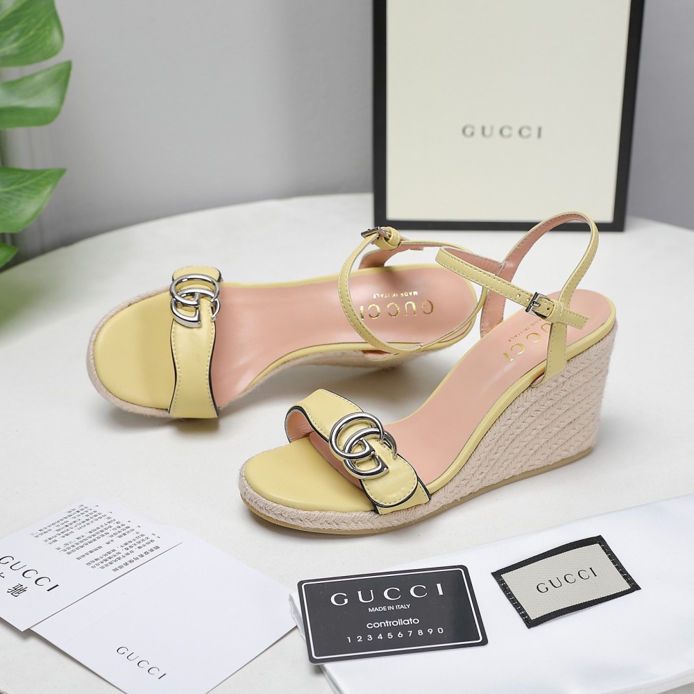 GUCCI wedge platform sandals 8cm heel