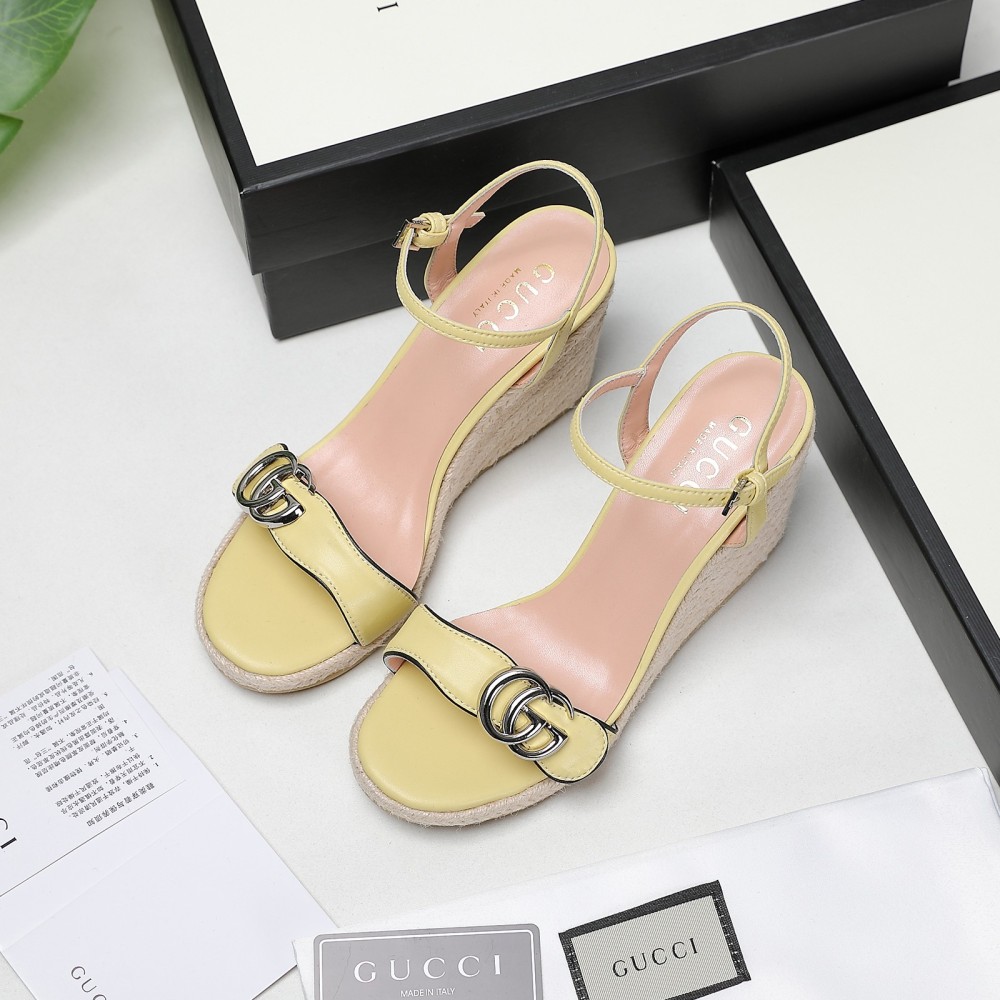GUCCI wedge platform sandals 8cm heel