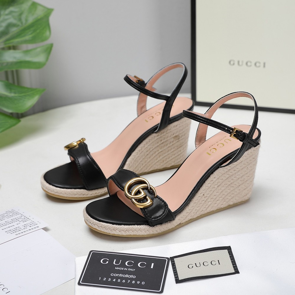 GUCCI wedge platform sandals 8cm heel